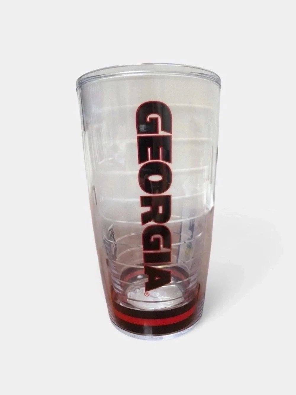 tervis Clear Travel Tumbler with Red Lid and Georgia G Logo NWT